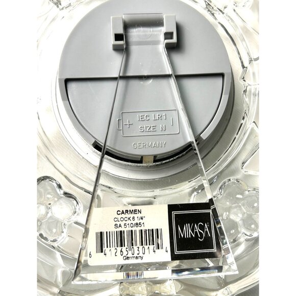 Mikasa Carmen Crystal Floral Desk Clock 6 1/4" Battery Operated Germany #1118/6 - Picture 4 of 14